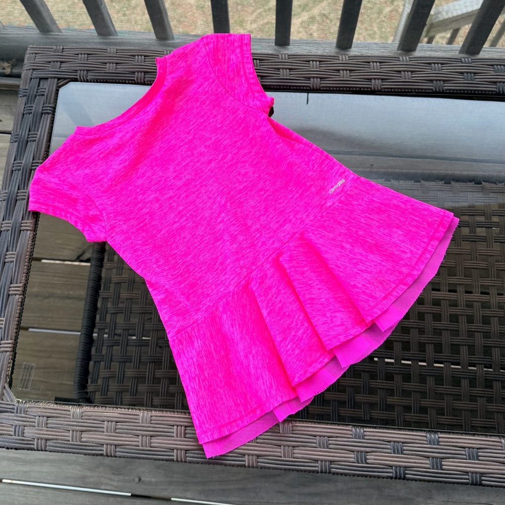 adidas Girls Bright Fuchsia Athletic Peplum Top Size 6